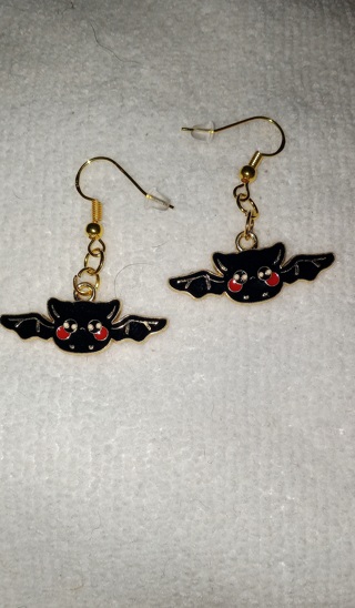 Cute bat earrings with gold over sterling ear wires
