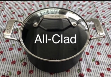 NEW All-Clad Essentials Non-Stick 4QT Soup Pot with Glass Lid Stock Pot • Free Shipping 