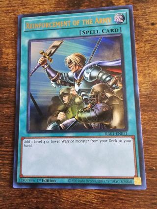 Yugioh Reinforcement of the Army holo card Rarity collection