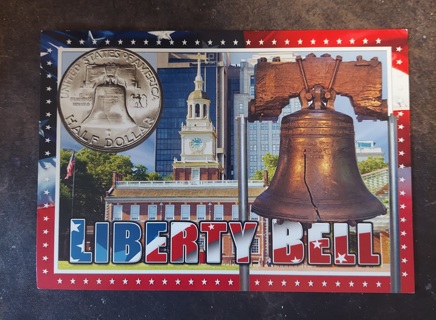 Liberty Bell And Half Dollar Postcard 