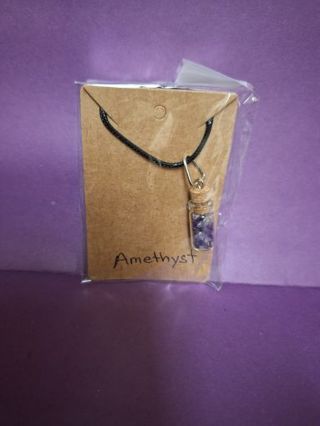 Amethyst chakra bottle necklace