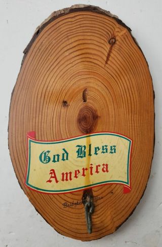 Vtg. GOD BLESS AMERICA wooden plaque (Brighton, VA) - 10 1/2" x 6" x 1/2" 10 oz. - Rare