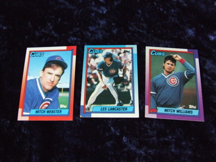 1990 Chicago Cubs Team Topps Card Lot of 3