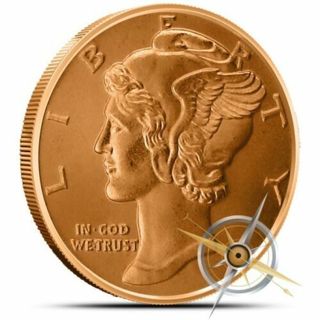 1 oz Copper Round - Mercury Dime
