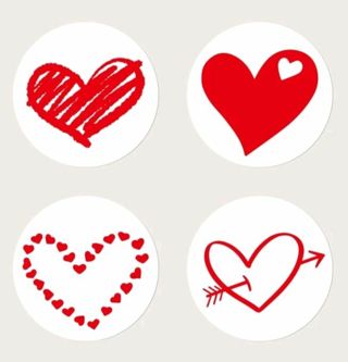 ➡️❤️SPECIAL⭕NEW❤️(32) 1" HEART STICKERS!!⭕VALENTINE'S DAY❤️
