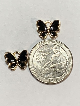 BUTTERFLY CHARMS~#14~BLACK~SET OF 2 CHARMS~FREE SHIPPING!