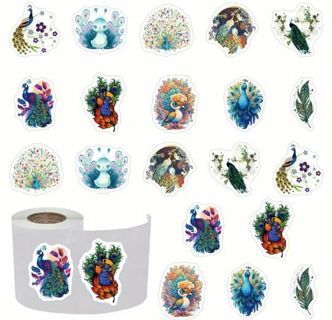↗️NEW⭕(10) 1" BEAUTIFUL PEACOCK STICKERS!! (SET 3 of 3)