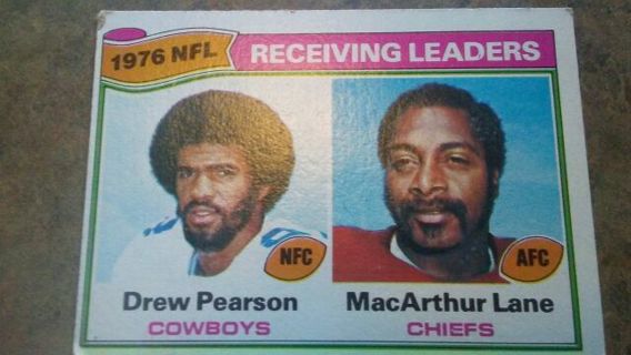 1977 TOPPS- 1976 NFL RECEIVING LEADERS DREW PEARSON COWBOYS/LANE K.C. CHIEFS FOOTBALL CARD# 2