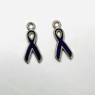 Tibetan Silver Purple Enamel Awareness Ribbon Charms