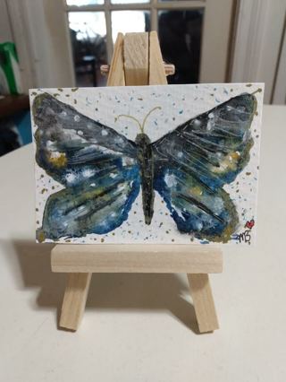 ACEO Original, Watercolor Painting 2-1/2"X 3/1/2" Butterfly by Artist Marykay Bond