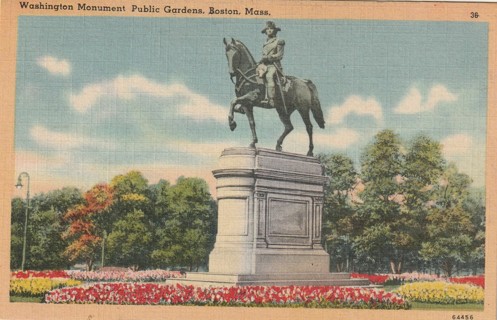Vintage Used Postcard: 1944 Washington Monument Public Gardens, Boston, MA