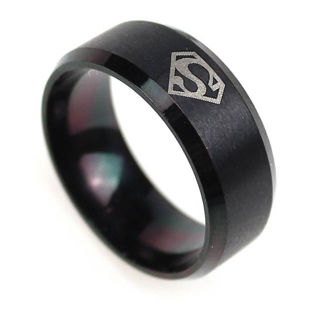 Men's size 10 Superman Black Stainless Steel Ring. 