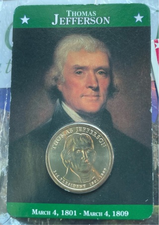 Thomas Jefferson Presidential Commemorative Dollar*Brilliant Uncirculated*Facts Card