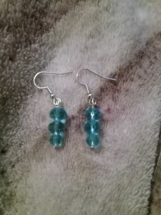 Blue Crystal beaded hook earrings nip