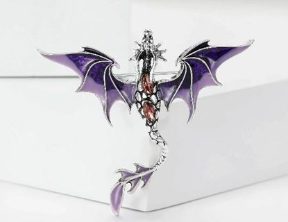 Perfect Purple Edgy Flying Dragon Brooch New