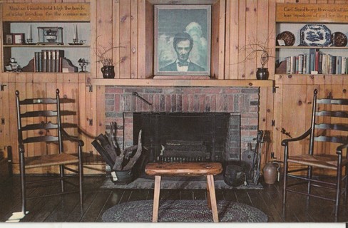 Vintage Unused Postcard: n: Lincoln Room, Birthplace of Carl Sandburg, Galesburg, IL