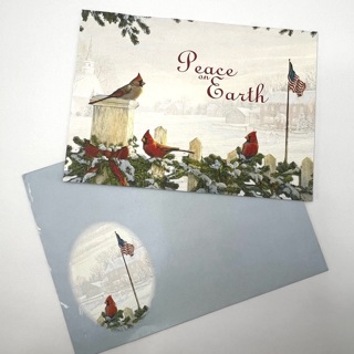 Peace On Earth Cardinal Red Bird Christmas Card 