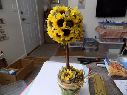 12 inch tall silk sunflowers topiary i a leaf covered flower pot