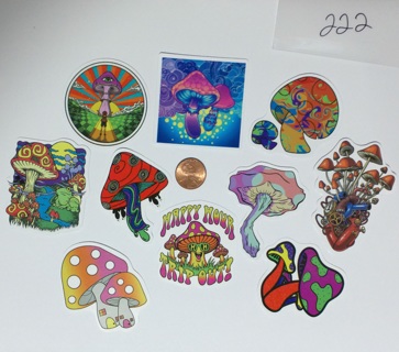 10 Mushroom Stickers, NEW, Unused