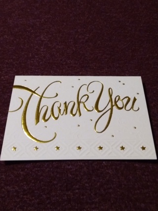 Gold Thank You Star Notecard 