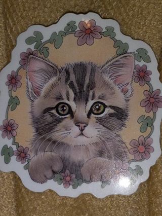 Cat Cute one nice small vinyl sticker no refunds regular mail only Very nice quality!