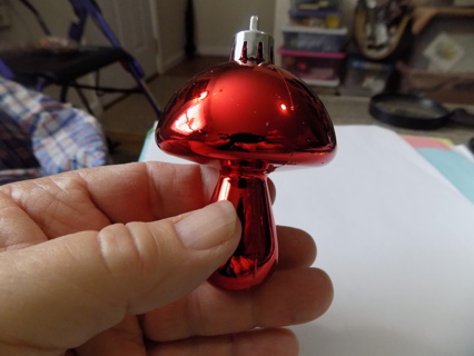 Vintage red acrylic mushroom ornament
