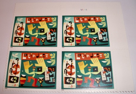 Scott #4349, Latin Jazz, Pane of 4 Useable 42¢ US Postage Stamps