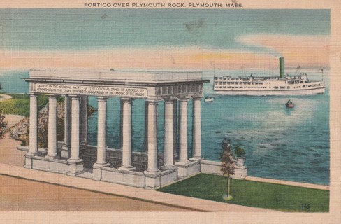 Vintage Unused Postcard: c: Plymouth Rock Portico, Plymouth, MA