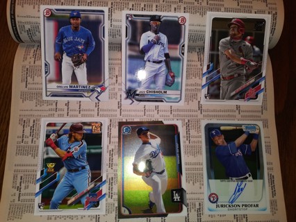Six card baseball rookie lot