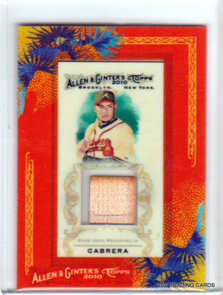 Melky Cabrera, 2010 Topps Allen & Ginter Mini Bat RELIC Baseball Card #AGR-MCAB, Atlanta Braves, (L1