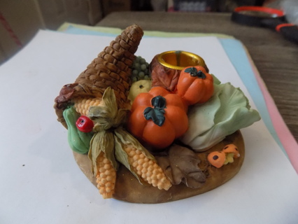 Resin Thanksgiving taper candle holder # 2 cornucopia, corn pumpkin other fruits & veggies