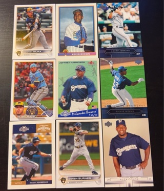 9 Milwaukee Brewers baseball cards 