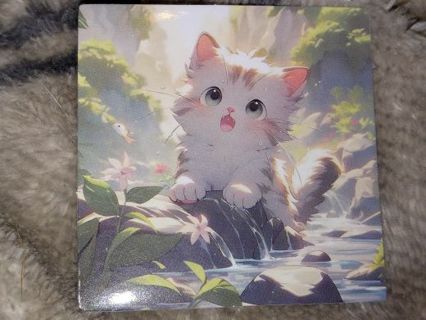 Cat Cute one nice small vinyl sticker no refunds regular mail only Very nice quality!