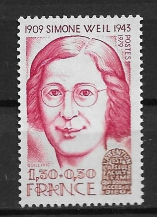 1979 France ScB518 Social Philosopher Simone Weil MNH