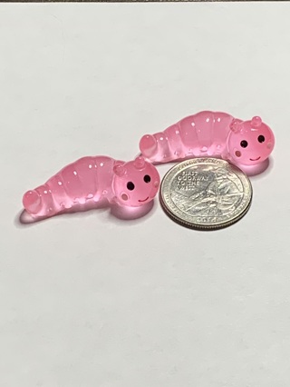 CATERPILLARS~#28~PINK~SET OF 2~GLOW IN THE DARK~FREE SHIPPING!