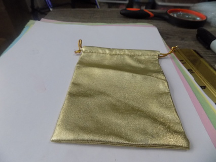 Gold drawstring jewelry  bag 4 1/2 x 4