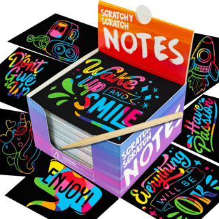 (150) Rainbow Scratch Art for Kids Mini Notes - Great Easter Basket Stuffers & Gifts for Teens 
