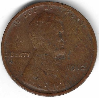 1912 Lincoln Wheat Penny U.S. One Cent Coin