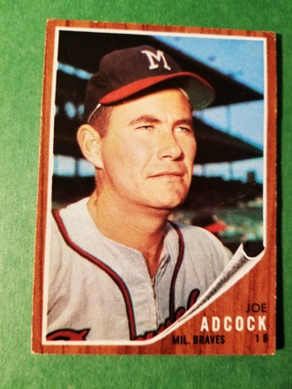 1962 - TOPPS EXMT - NRMT BASEBALL - CARD NO. 265 - JOE ADCOCK - BRAVES