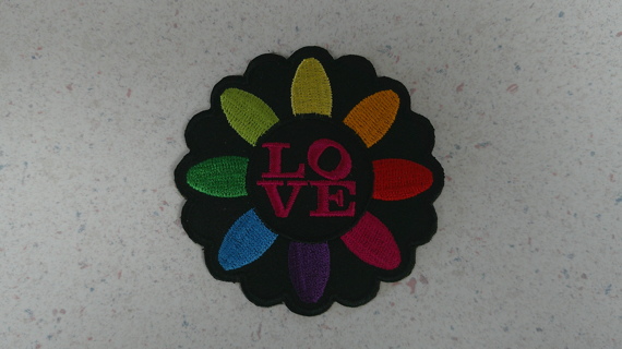 Rainbow LOVE Daisy Iron On NEW