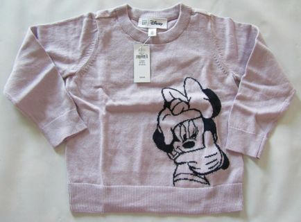 New Gap Toddler Lavender Disney Minnie Mouse 100% Cotton Sweater - Toddlers Size 3T (Orig $39.99)