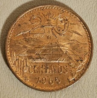 1965 Mexico 20 Centavos Coin