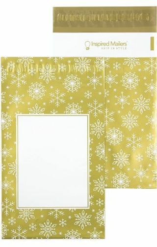 ↗️BuNdLe SPECIAL❄️(10) SHINY GOLD SNOWFLAKE POLY MAILERS 6x9" CHRISTMAS
