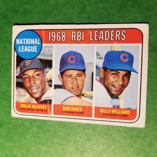 1969 - TOPPS EXMT - NRMT BASEBALL - CARD NO. 4 - N.L. 1968 RBI LEADERS - McCOVEY, SANTOS