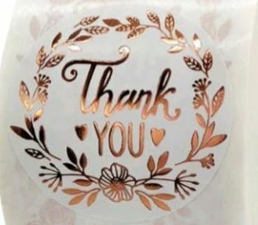 ➡️⭕(8) 1" ROSE GOLD FOIL thank you stickers