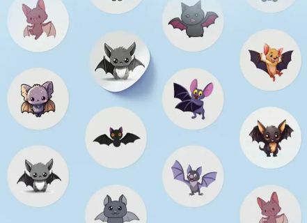 ➡️NEW⭕(10) 1" BAT STICKERS!! (SET 3 of 3) HALLOWEEN⭕