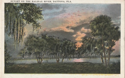Vintage Used Postcard: 1923 Sunset on the Halifax River, Daytona, FL