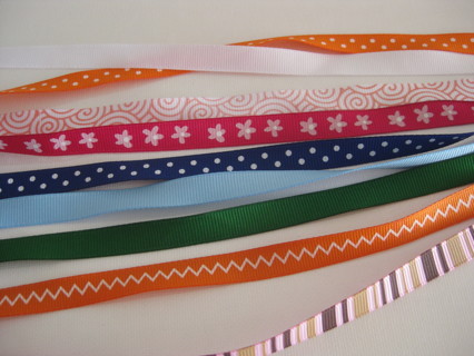 9 ribbon remnants, new off the spool, dif.. colors & designs, sewing, crafting