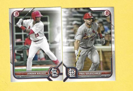 2022 Bowman Prospects Jordan Walker + Paul Goldschmidt Cardinals Baseball Cards