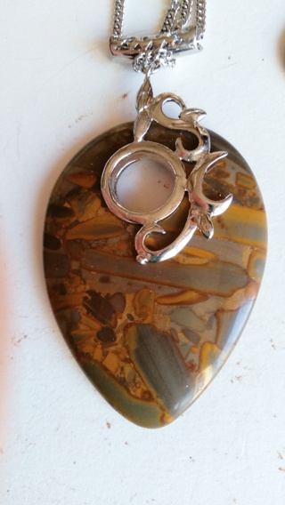Large Natural Stone Pendant with Silver Bale
